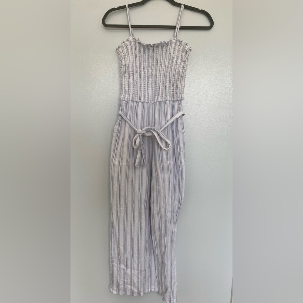 Abercrombie Pinstripe Linen and Cotton Jumpsuit
